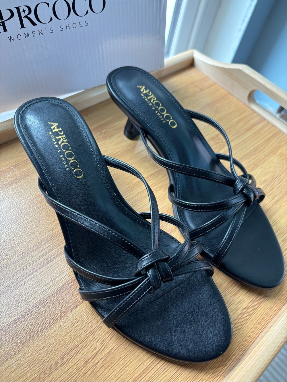 Aprcoco Black Knot-Strap Mule Heels - Women
